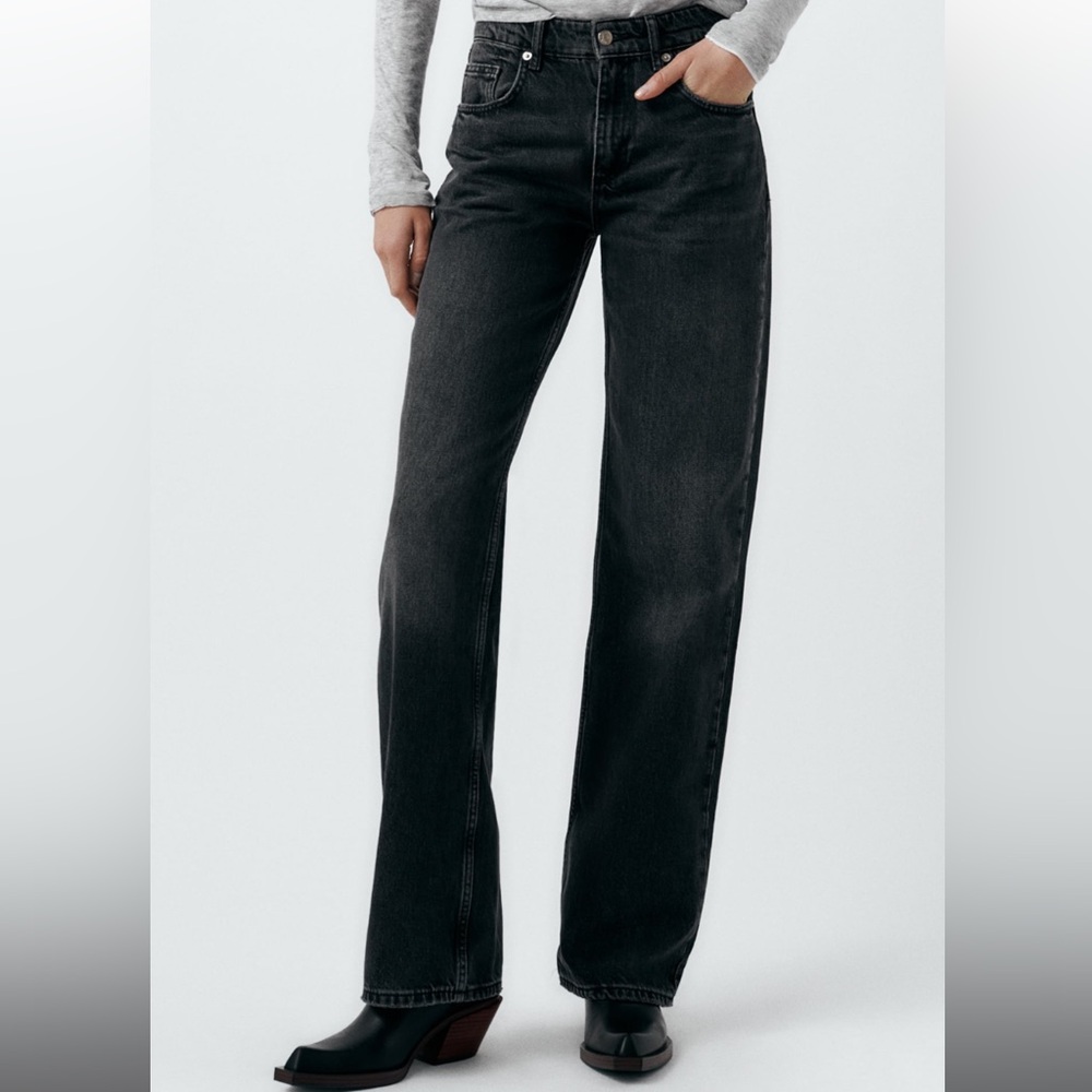 Zara Full Length TFR Mid-Rise Wide Leg Jeans